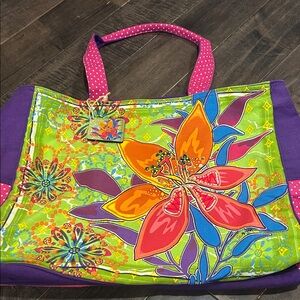 Carry on or beach bag. Colorful Floral Tote Bag